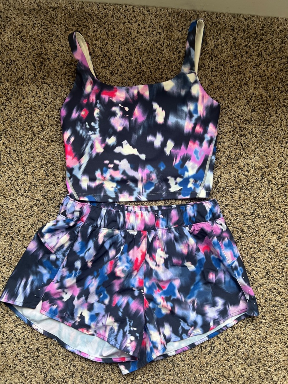 Old Navy Navy Multi-Color Tie-Dye Tank & Shorts Set